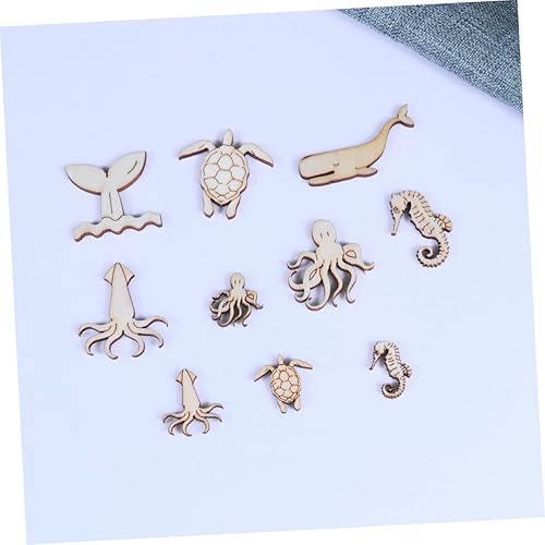 Miniatura 8 de EXCEART 200 piezas de animales de madera joyería de boda accesorios para el hogar decoración animales espalda plana cuentas colgante rebanadas de