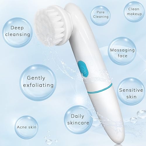 Miniatura 4 de Juego de cepillos eléctricos de limpieza facial - Sistema de limpieza profunda - Cabezales de cepillo de silicona y cerdas - Modos de 2 velocidades
