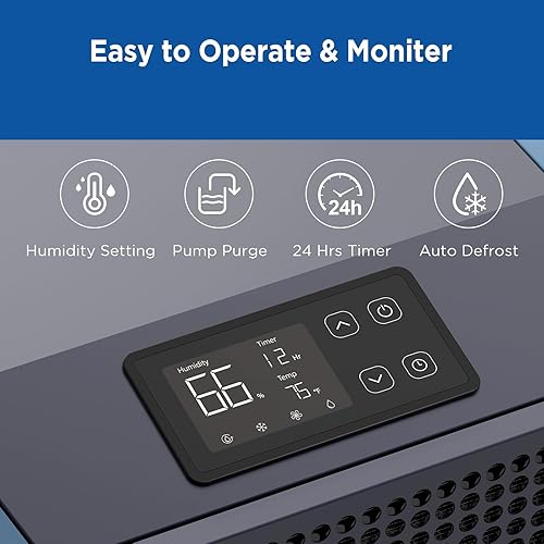 Miniatura 7 de Deshumidificador comercial de 190 pintas con bomba, portátil, industrial, resistente, eliminación de humedad, deshumidificadores para sótanos con