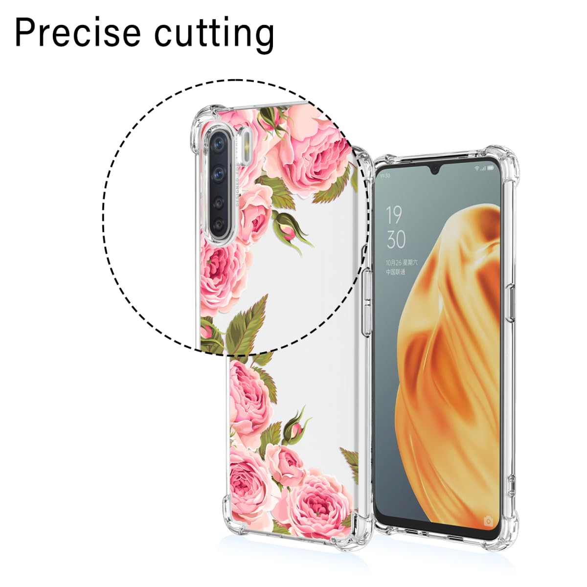 RankOne Custodia con Glitter Sfumati per OPPO A91 (6.4 Inches), Cover Protettiva per Telefono Sottile e Sottile - 1