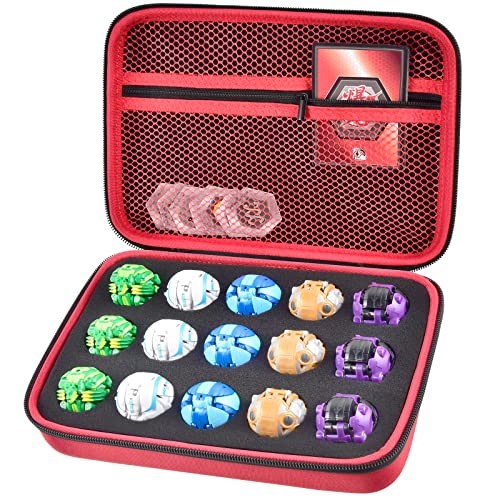 Image of Comecase 15-Slot Case for Bakugan Figures and Cards with Mesh Pocket-Red