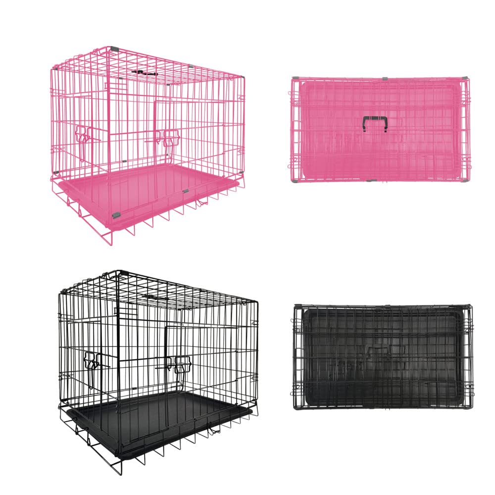 Hundekäfig, 76,2 cm, zusammenklappbar, 2 Türen, großer Metall-Hundekäfig mit kaufester Kunststoff-Hundebox und Tragegriff, 76,2 cm