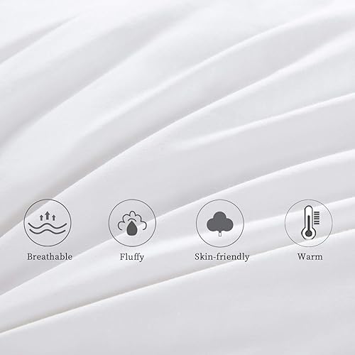 Miniatura 3 de HOMBYS - Edredón de plumas y plumón tamaño King, lavable a máquina, relleno de edredón plisado, tamaño King, con funda a prueba de plumón, edredón