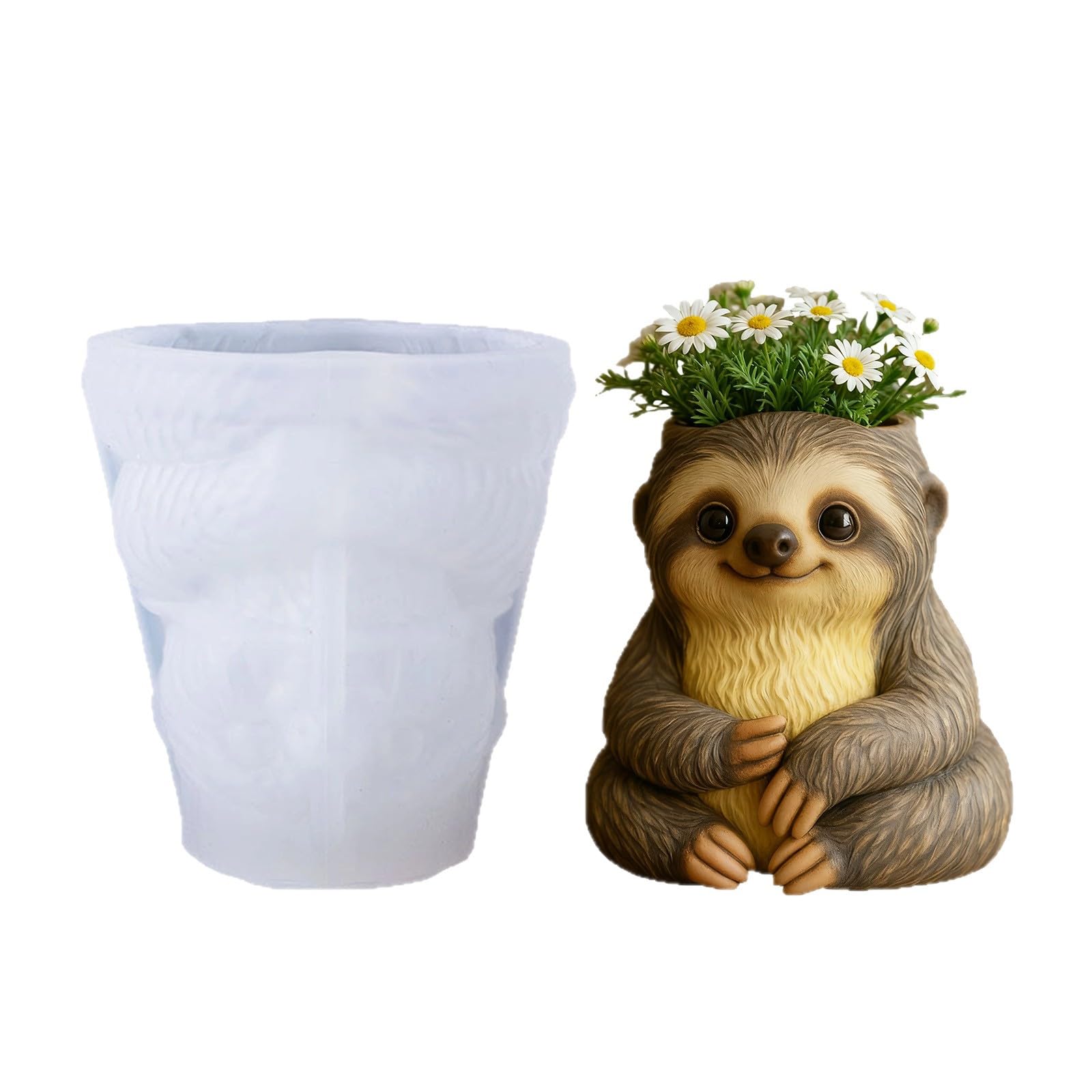 SNOOGG Cute Sloth Planter Silicone Mold for Resin Casting | Baby Sloth Succulent Flower Pot 3D Mold for Eco Resin, Epoxy, Concrete Crafts | Heavy Duty Reusable Liquid Silicone Mould-image-25
