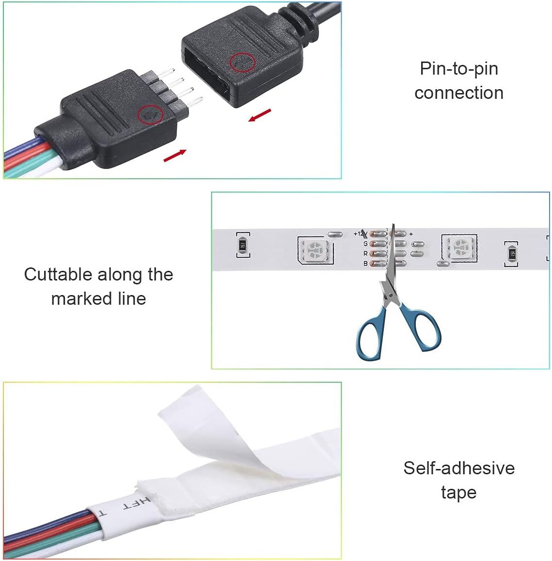 Tomshine Led Strip Lights 10M 300LEDs with Remote & Power Supply 3 Ways Control Smart Phone Bluetooth App Control with Music Sync Mode SMD 5050 RGB Colour Changing LED Lights for Bedroom (5Mx2)
