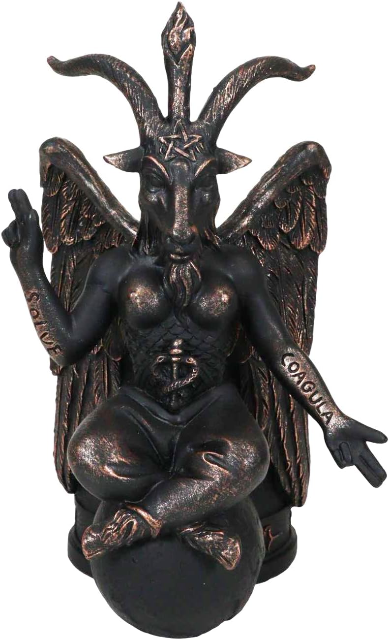 Ebros Gift Sabbatic Goat Idol Winged Baphomet With Pentagram Sigil Office Desktop Pen Pencil Stationery Organizer Holder Figurine In Faux Bronze Finish Accent