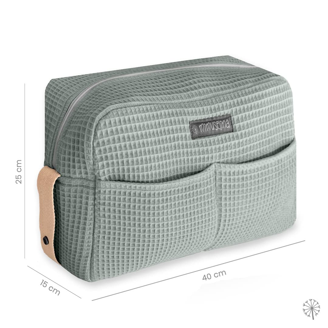 MIMUSELINA Sac Poussette | Grand Organisateur Poussette pour Bébé | Organisation Totale avec 7 Poches | À Porter à l’Épaule ou à Fixer sur la Poussette sans Crochets | Fabriqué en Espagne