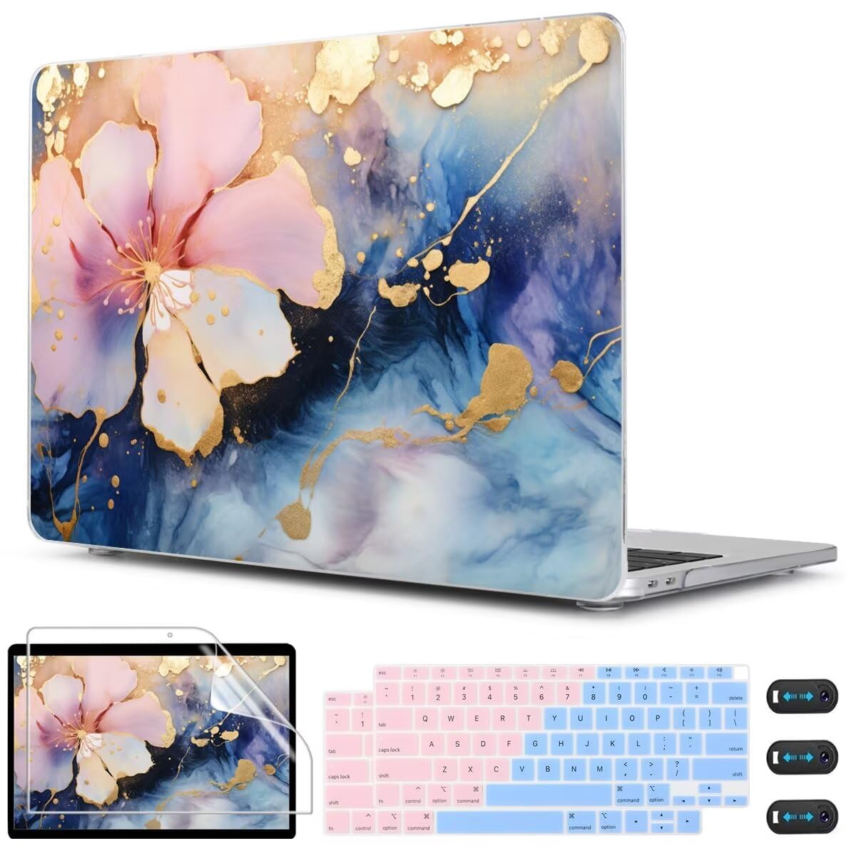 CISSOOK Compatible with MacBook Air 13 inch Case M1 A2337 A2179 A1932 2021 2020-2018, Plastic Hard Shell Case & Keyboard Cover & Screen Film for