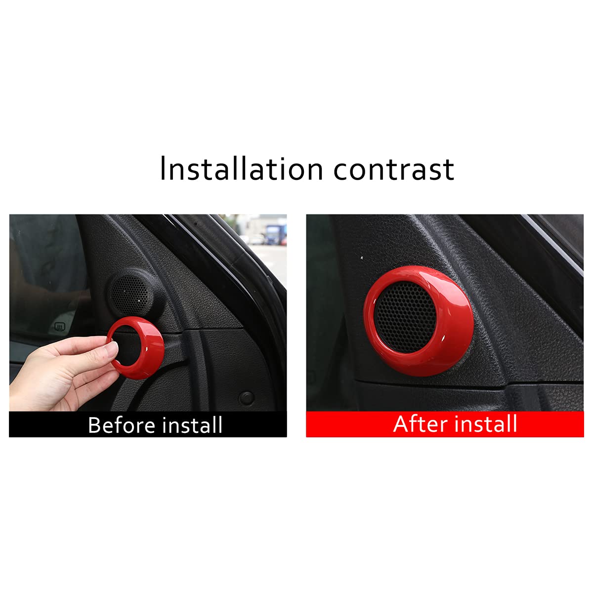 LLKUANG ABS for Toyota Tundra 2014-2021 Car Door Audio Tweeter Speaker Cover Horn Decoration Ring for Toyota Sequoia 2007-2021 Accessories