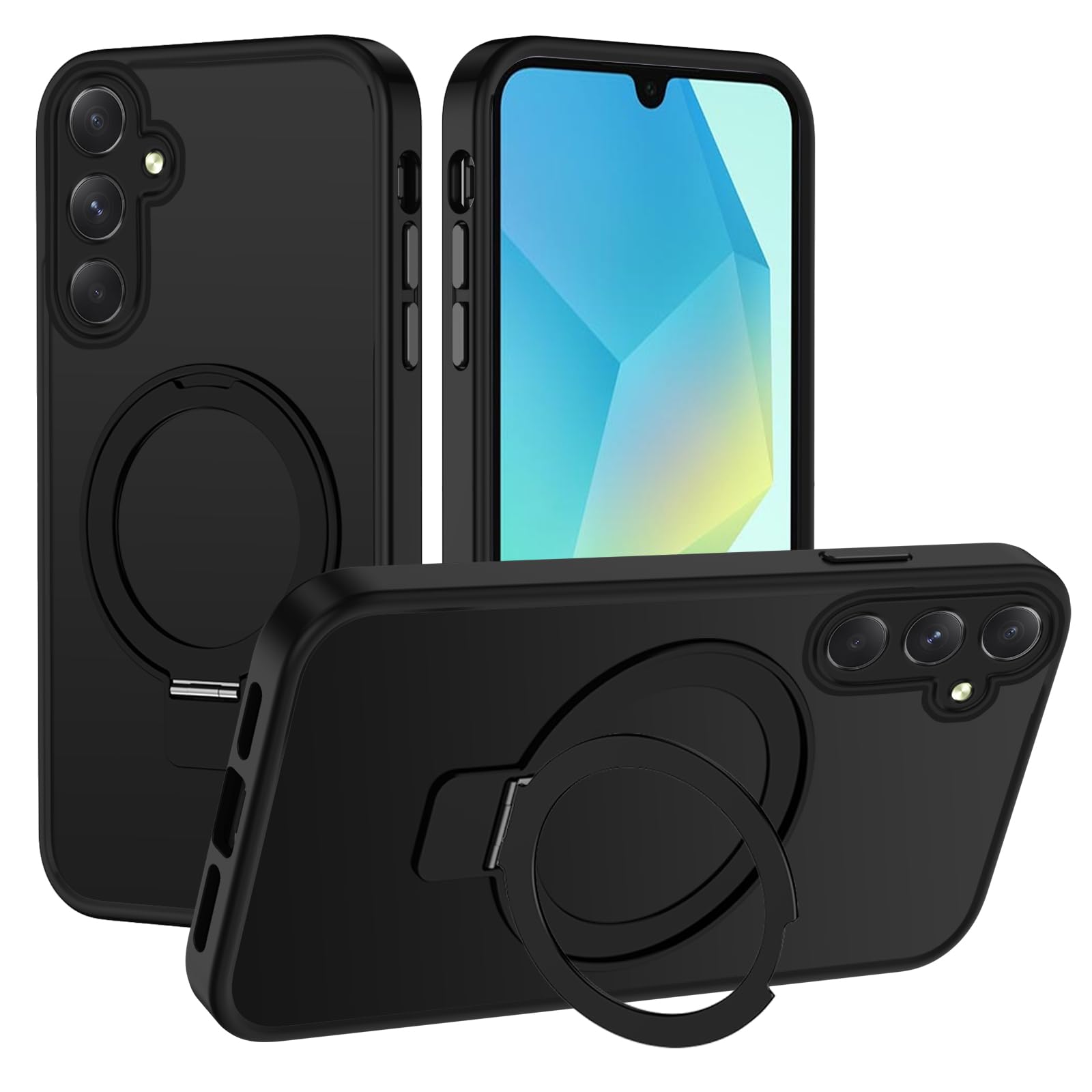XTCASE Hlle fr Samsung Galaxy A16 5G kompatibel mit Magsafe, Matt  Handyhlle fr Samsung Galaxy A16 5G mit Magnet Stnder Durchscheinende  Kratzfeste PC Rckseite + TPU Bumper - Schwarz: Amazon.de: Elektronik &