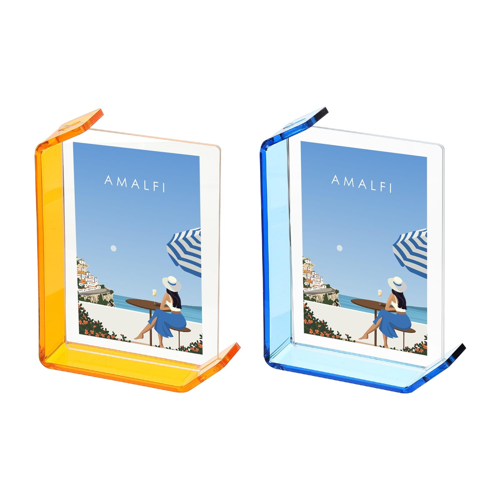 Cadre photo flottant acrylique 7x5 lot de 2 PATIKIL orange bleu decoration table maison