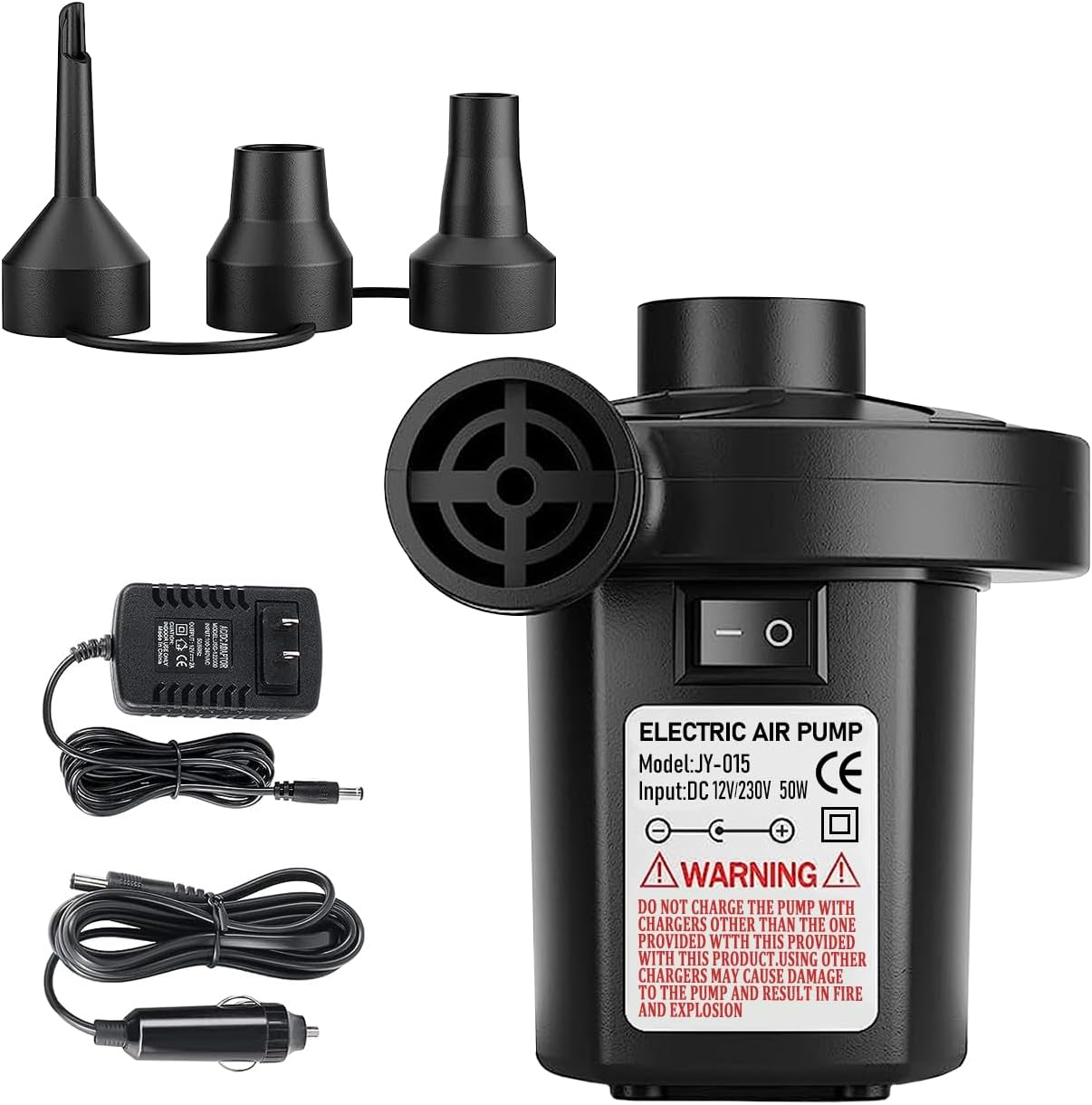 Alpen Electric Air Pump, 100V240V/DC12V Portable Air Mattress Pump Two