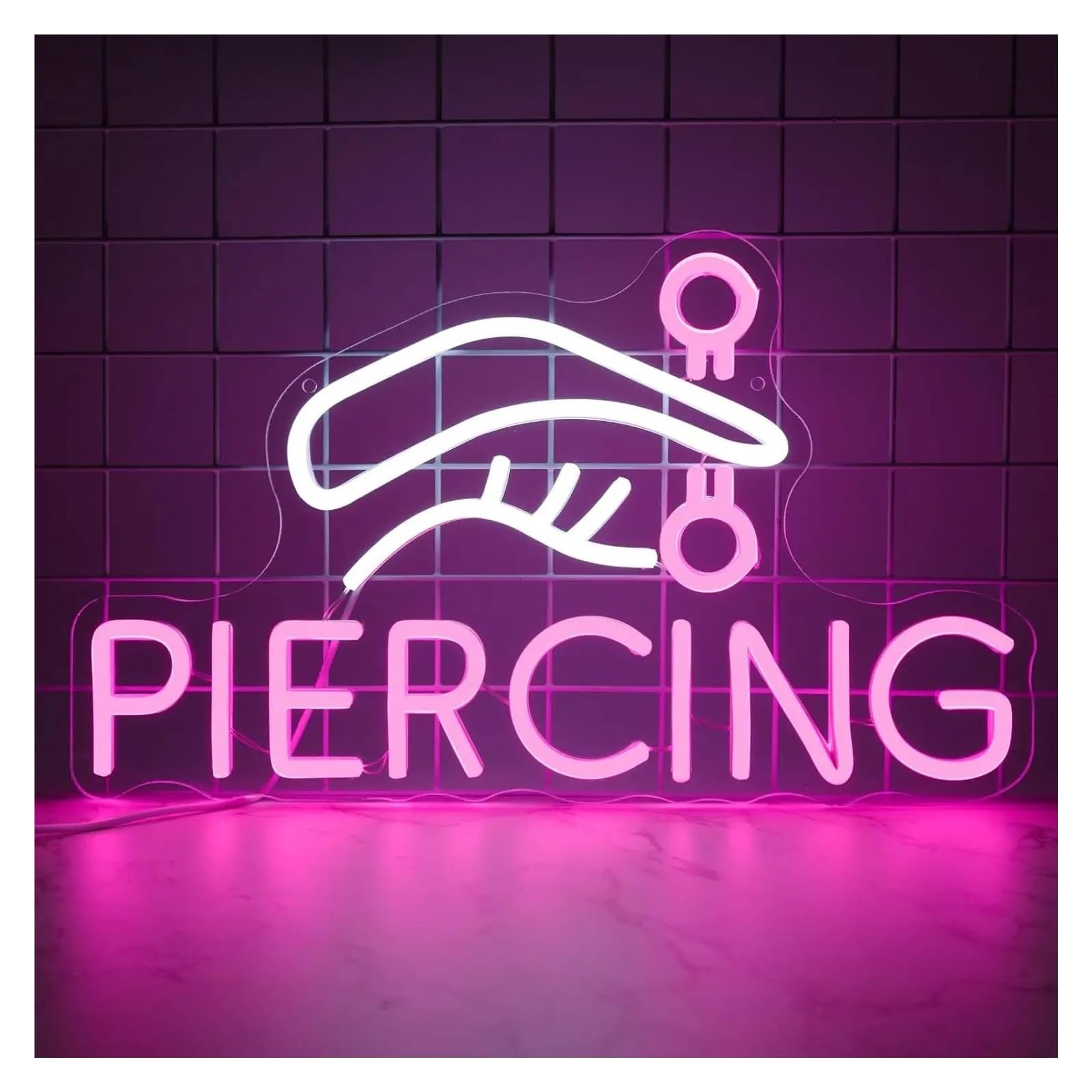 Shouxi One Color Sign Lamp Piercing Neon Sign Usb Dimmable Light For Tattoo Salon Studio Ear Body Piercing Shop Business Decoration 42Х25cm
