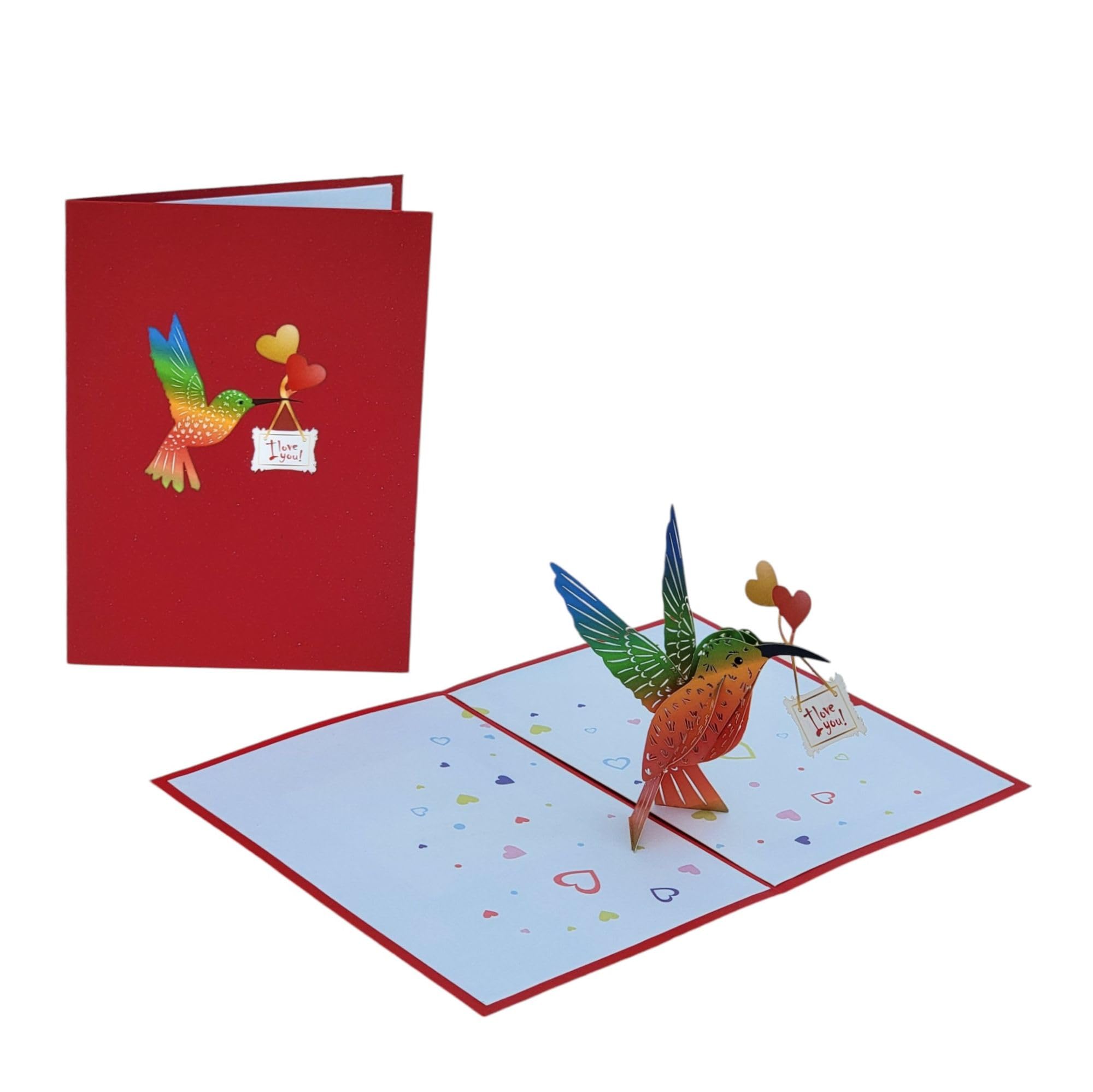 GFM® 3D Pop Up Greeting Card For Birthday, Valentine's, Mother's day, Anniversary, Wedding (CARD-A1) (I Love You-Red) (Card-3D-HMB-IVU-LL)