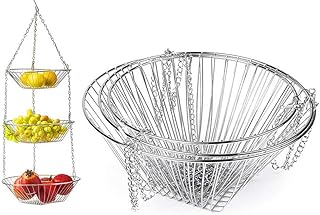 N\O Miystn Portafrutta a Ripiani, Portafrutta da Tavolo, Cesta Frutta, Resistente Organizzatore da Cucina per Frutta, Verdura, Fiori, Pianti - Cromo (1PC, Argento)