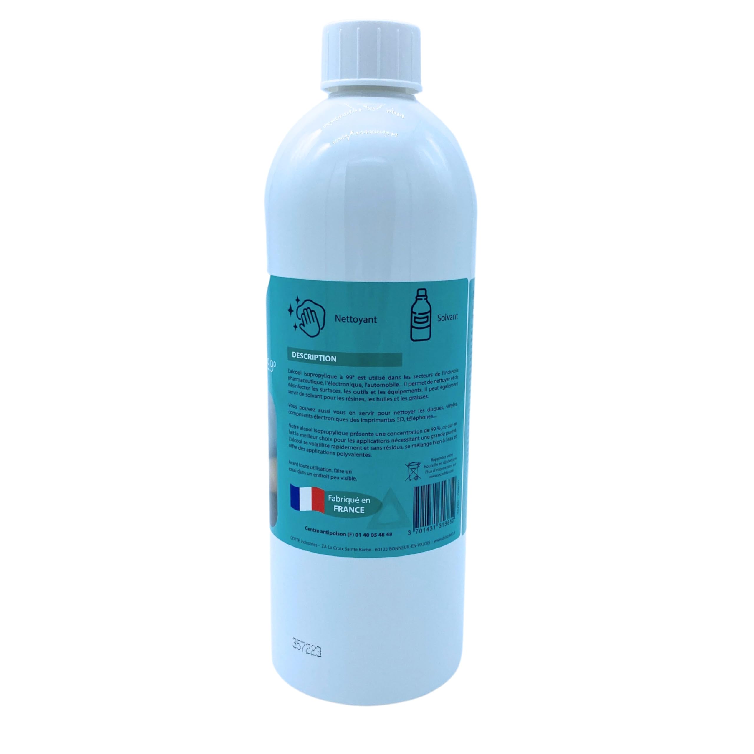 DSTOCK60 – Lot de 12 bouteilles de 1 litre d’Alcool Isopropylique 99° extra pur - Isopropanol liquide IPA parfait comme solvant, nettoyant et dégraissant