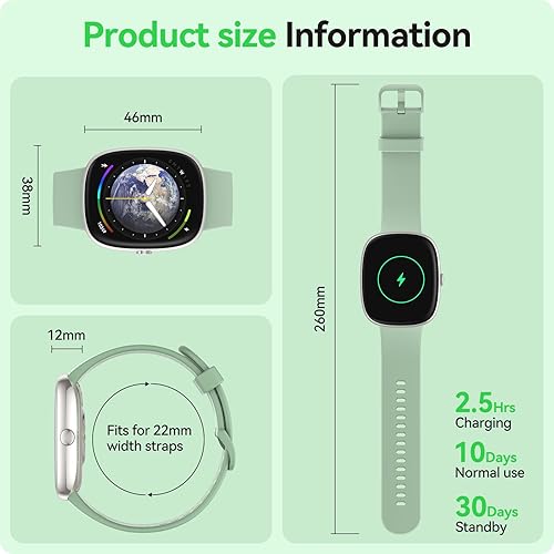 Miniatura 9 de VPSTAY Reloj de seguimiento de actividad física con frecuencia cardíaca 247, monitor de sueño de oxígeno en sangre y frecuencia cardíaca, 1.69