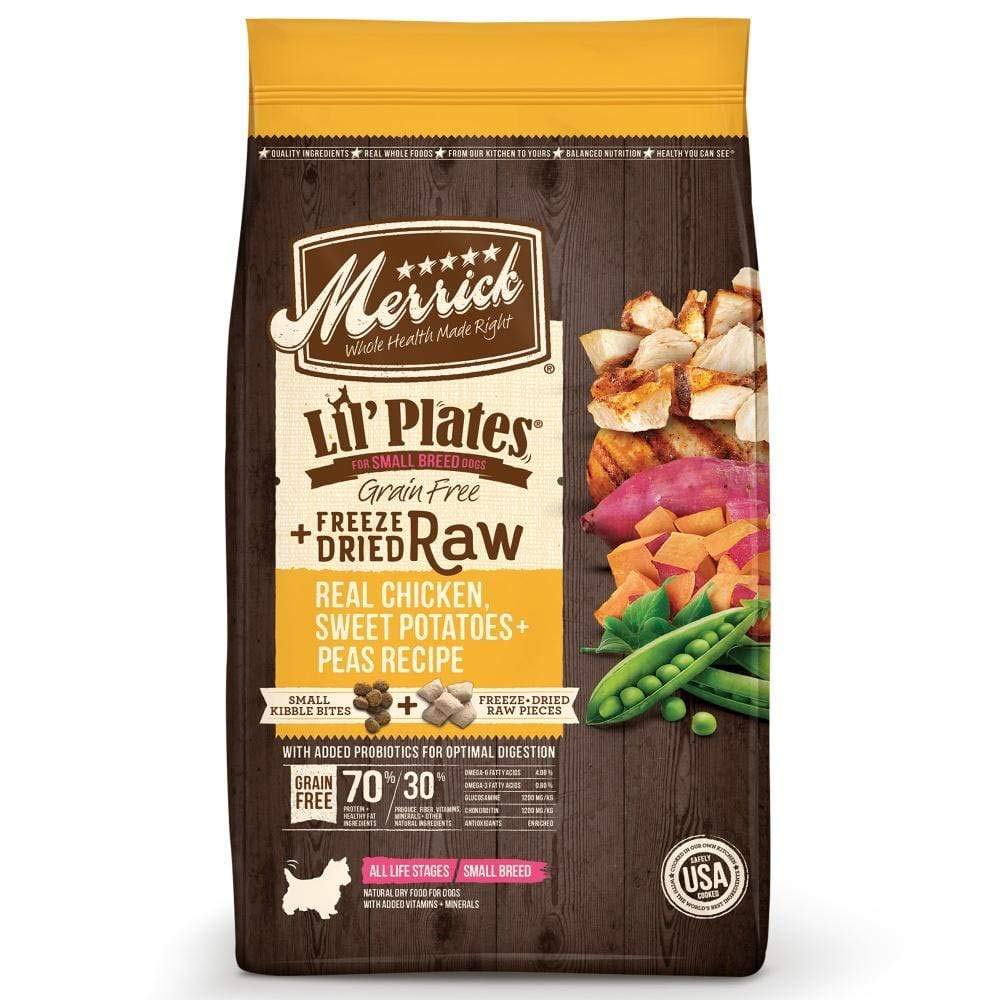 Merrick Lil’ Plates Grain Free Dry Dog Food For Small Dogs, Chicken And  Sweet Potato Kibble With Raw Bites Bag