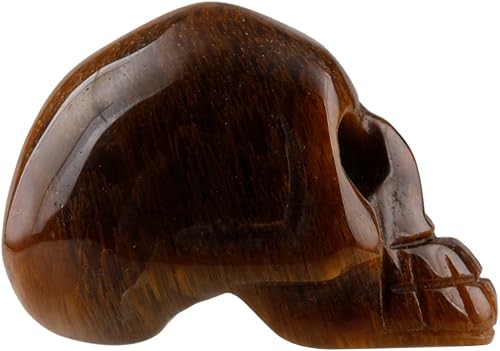 Miniatura 3 de Rockcloud Estatua de calavera humana de Reiki de cristal curativo, escultura ojo de tigre de 1.5 pulgadas