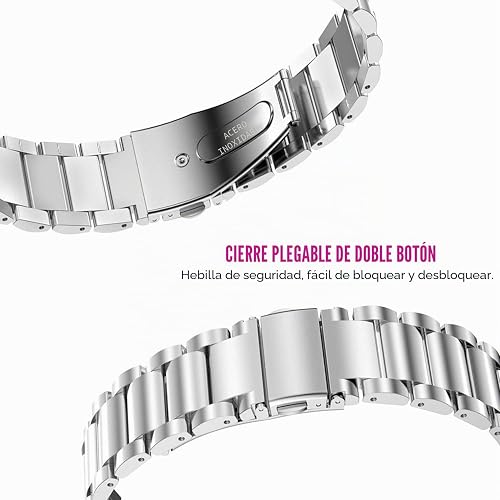 Blueshaweu Compatible for OnePlus Watch 2 Band, Quick Release Stainless Steel Metal Replacement Straps Compatible for OnePlus Watch 2, 1 Smartwatch (Silver) - 2