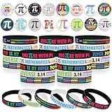 60 Pcs Pi Day Party Favor Supplies Gift，Included 30 Math Pi Day Silicone Bracelets and 30 Π day Educational Badges Accessories for International Day of Mathematics School Educational Party (Pi day)
