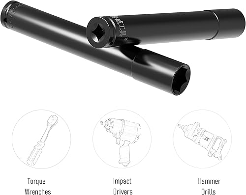 Miniatura 5 de Juego de accesorios de dados de 12 pulgada, 1.063 in de profundidad de 6 puntos de impacto de 8 pulgadas de longitud y adaptador de vástago
