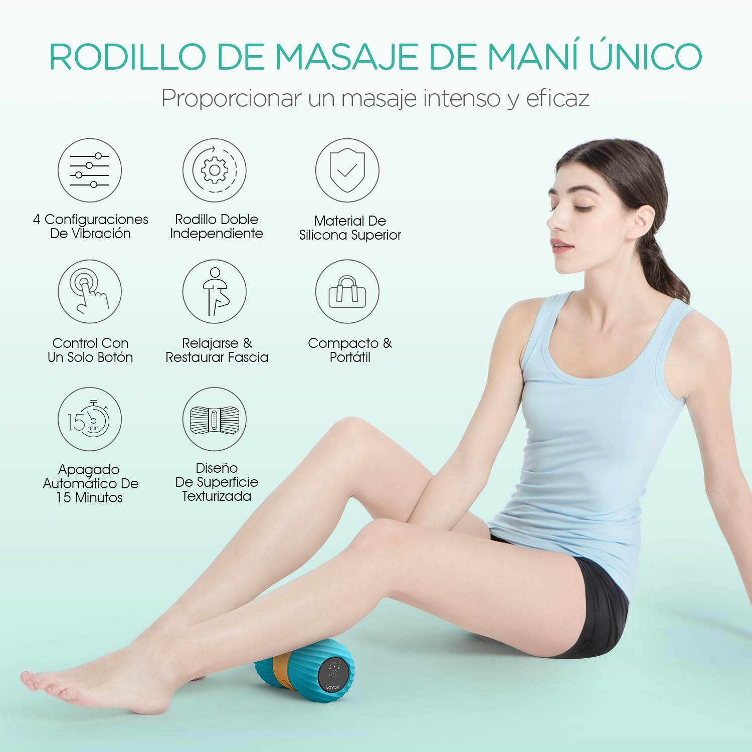VOYOR-HEALTH Bola de Masaje Vibratoria de Maní, Masaje de Punto de Activación de Tejido Profundo Para Liberar la Tensión y el Dolor Muscular, Portátil y Recargable para Yoga Fitness, MB300 Azul