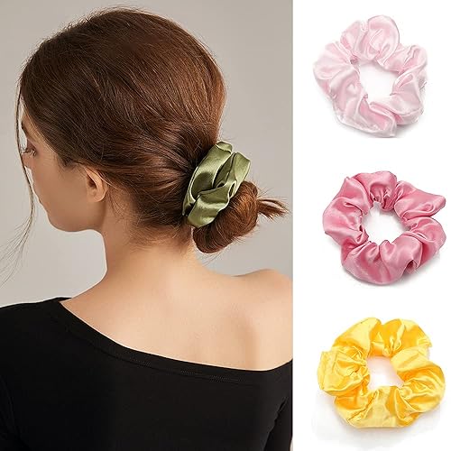 Miniatura 5 de 60 coleteros de terciopelo suave y satén para niñas y mujeres, lazos elásticos de seda para el cabello y accesorios con bolsa de regalo