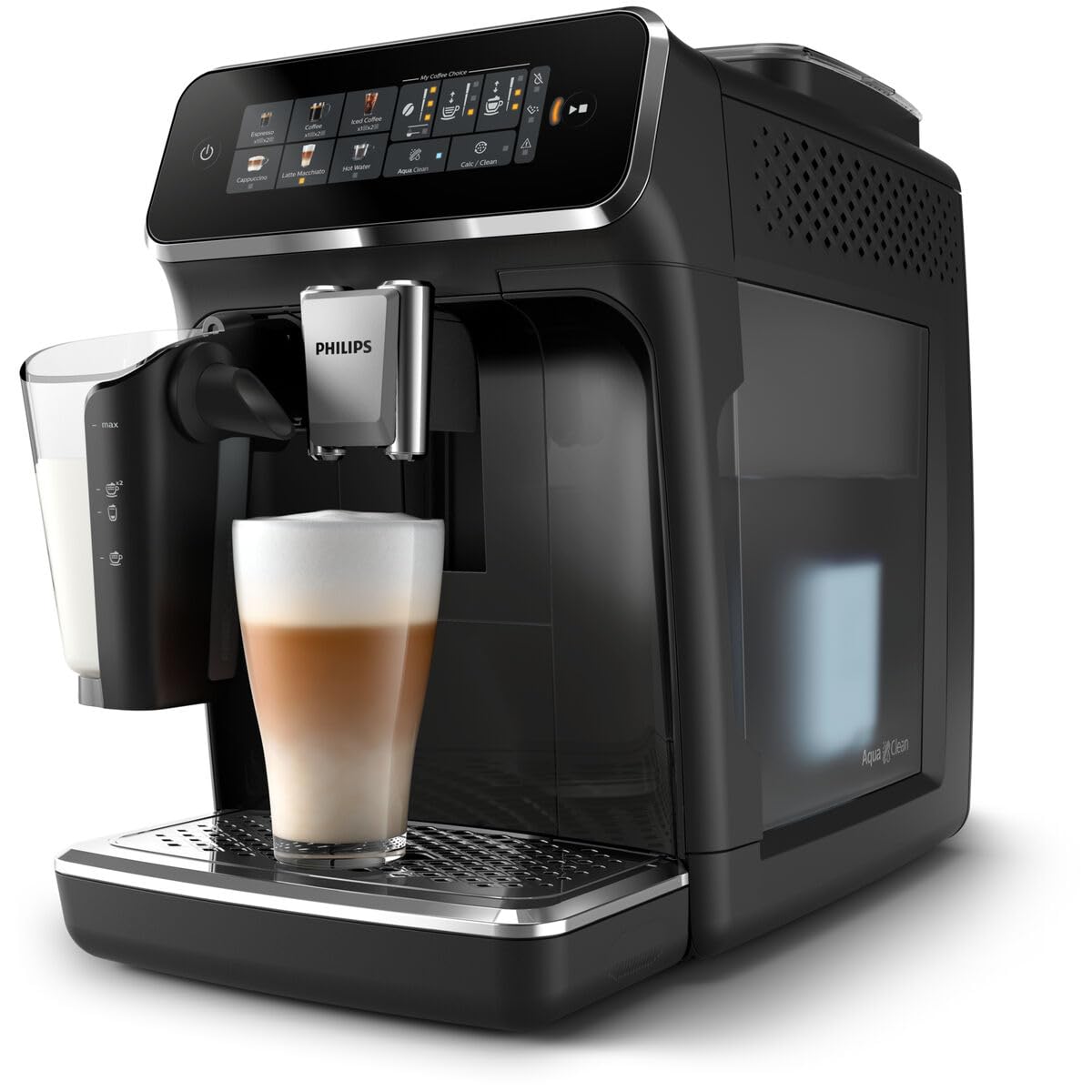 PHILIPS Macchina per caffè espresso serie 3300-6 specialità di caffè premendo un pulsante, LatteGo: sistema latte senza tubi, facile da pulire in 10 secondi, SilentBrew 40% più silenzioso