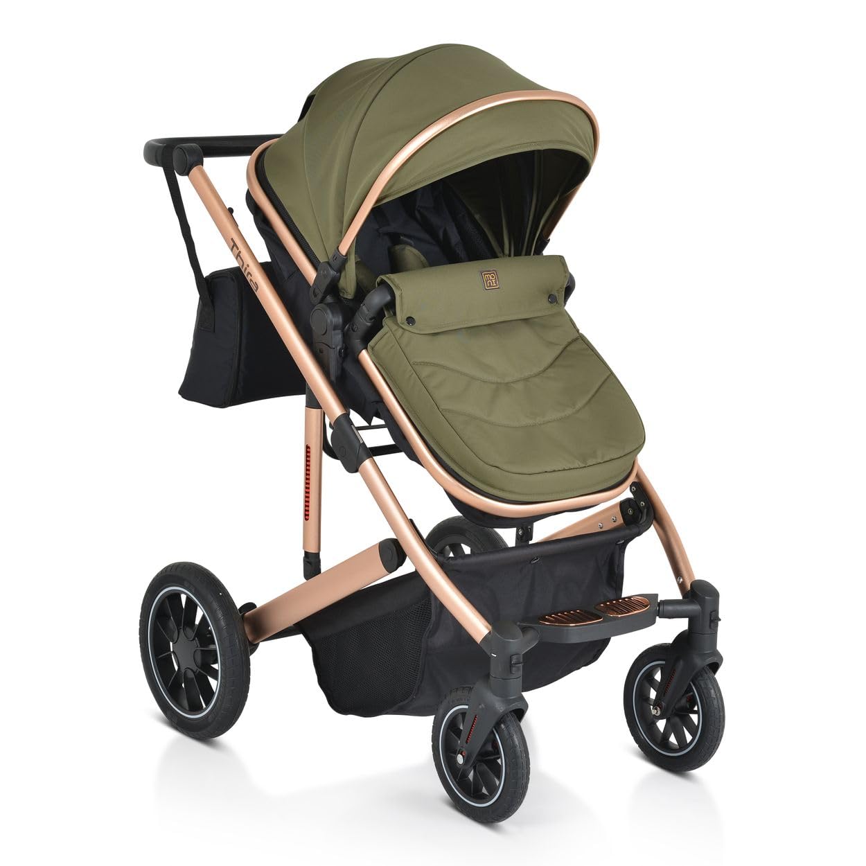 Moni Kombikinderwagen 2 in 1 Thira Babywanne, umbaubar, Sportsitz, Fußabdeckung grün