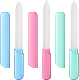 3 Pack Glass Nail Files, Double Sided Glass Fingernail File with Case, Reusable Finger Nail Files for Women Manicure Care Pedicure Care