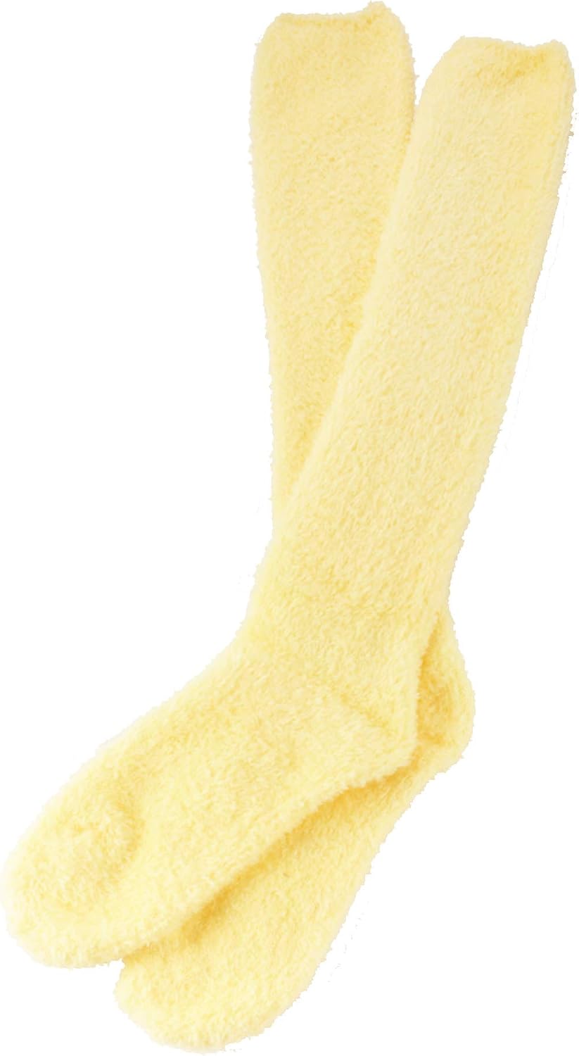 BambooMN Women's Fuzzy Knee High Socks - Polka Dots and Solid Colors - 2 Sizes - 1 Pair Pack