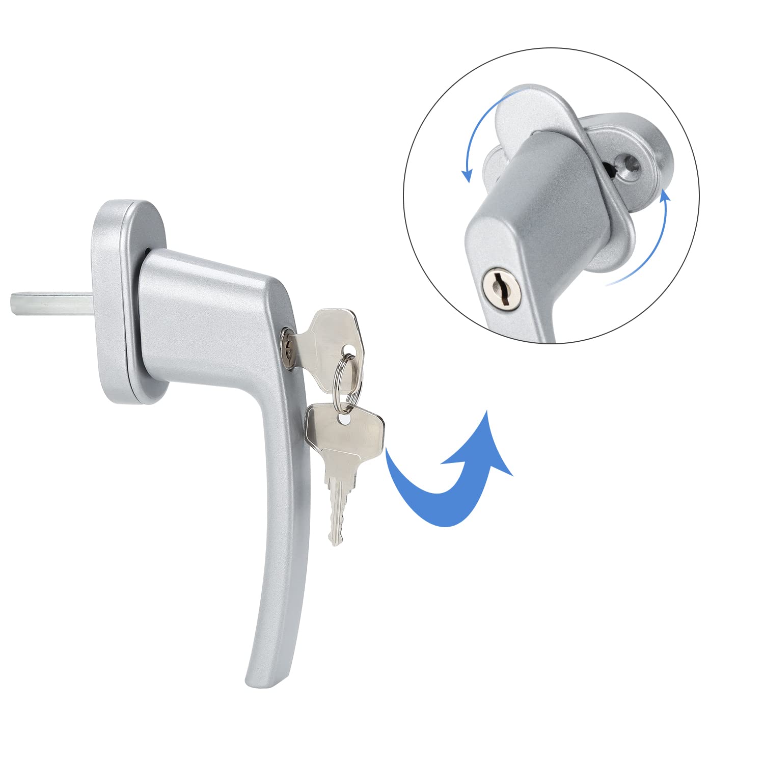 Jopassy Maniglia per finestra in alluminio con serratura, lunghezza penna, 35 cm, con serratura, per finestre e porte del balcone, 4 pezzi (bianco)