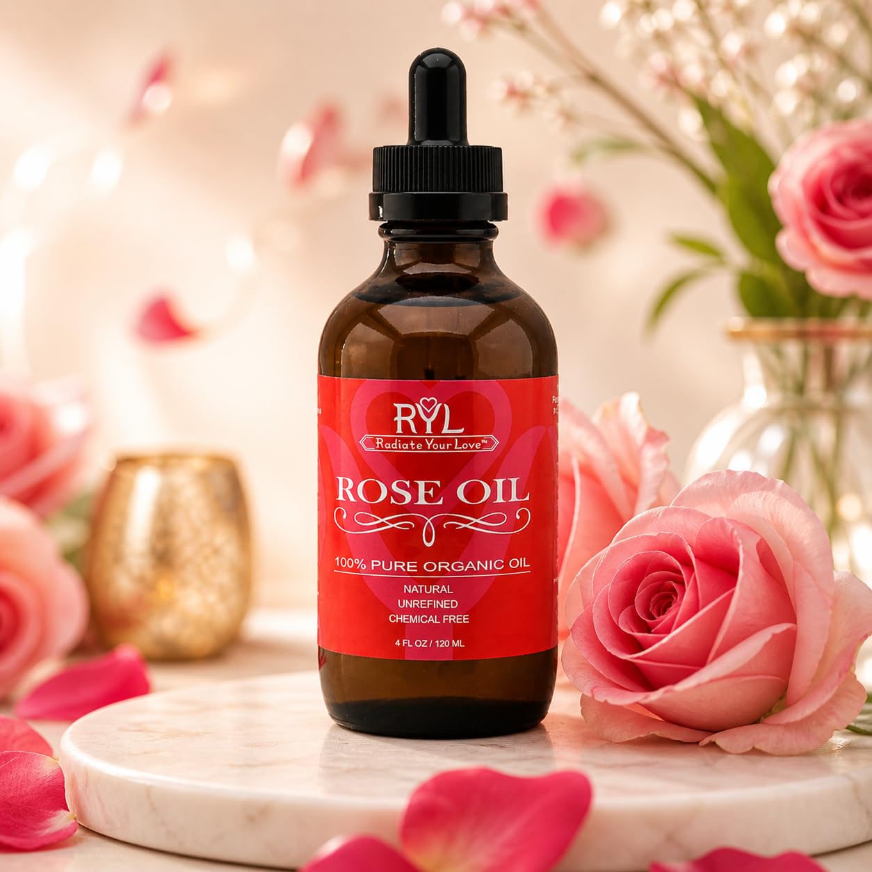 Aceite esencial de rosa 100% puro de grado terapéutico orgánico para aromaterapia, relajación, terapia de la piel, perfumes y difusores