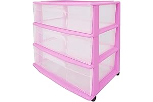 HOMZ Wide Plastic 5 Drawer Storage Cart for Kids Clothes