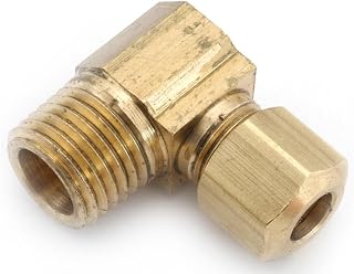 Anderson Metals 50069 Brass Compression Tube Fitting, 90 Degree Elbow, 1/2" Tube OD x 3/8" NPT Male Pipe