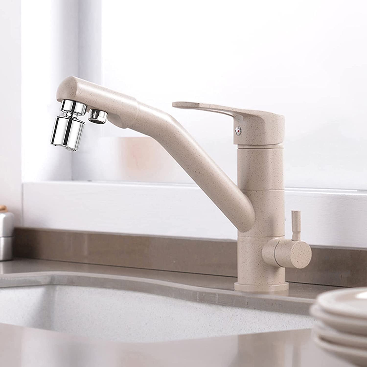 FCXWEVR 3Way Kitchen Faucet 3in1 Mixer Tap with Filter Water Purifier Compatible Dual Mode & Single Mode Ideal for Osmosis Systems Easy Installation Durable Design