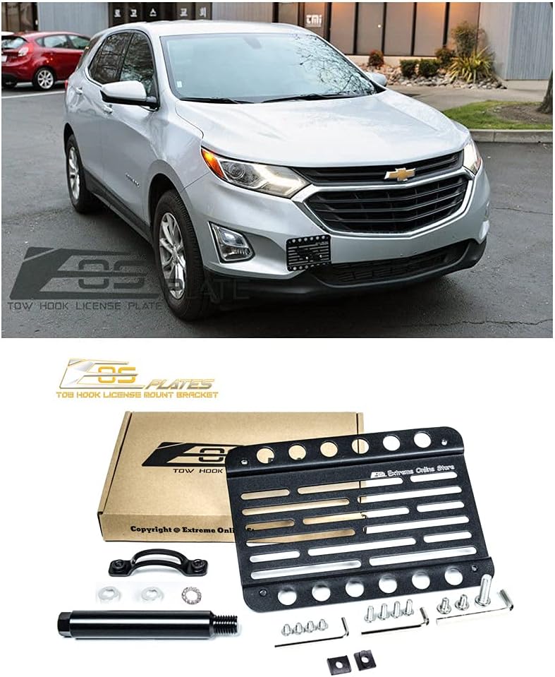 Extreme Online Store Replacement for 2018-Present Chevrolet Equinox Chevy | EOS Plate Version 1 Front Bumper Tow Hook License Plate Relocator Mount Bracket Tow-449 (Mid Size)