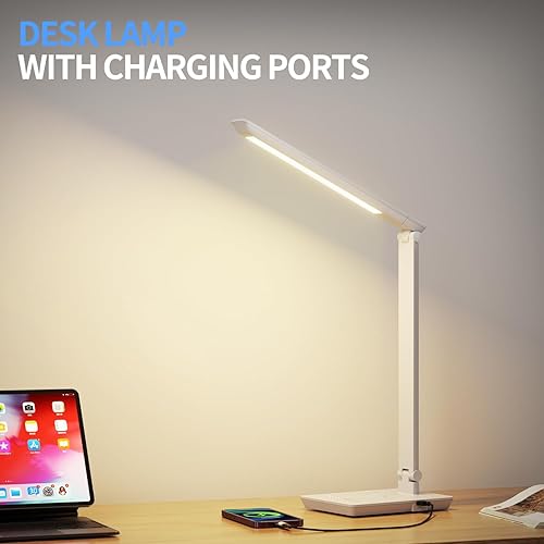 Miniatura 5 de Lámpara de escritorio con puerto de carga USB, 14 W, 900 lúmenes, luz LED de escritorio regulable para lectura de cuidado de los ojos para 9 brillo