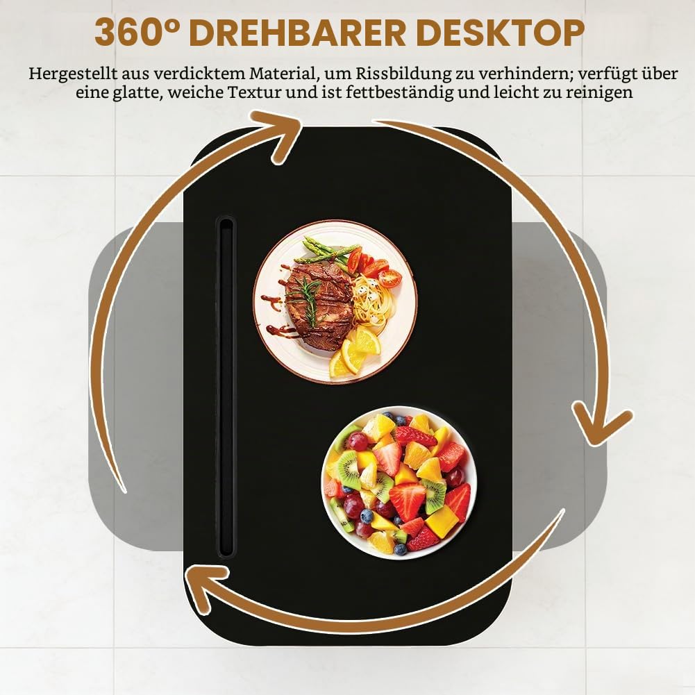 Beistelltisch C Form, Höhenverstellbarer Beistelltisch, Klein Couch Beistelltischs, mit Erhöhtem Rand,360° Drehbarer C Form Beistelltischs,Mobiler Klein Beistelltischs für Sofa Bett Kaffee (Schwarz)