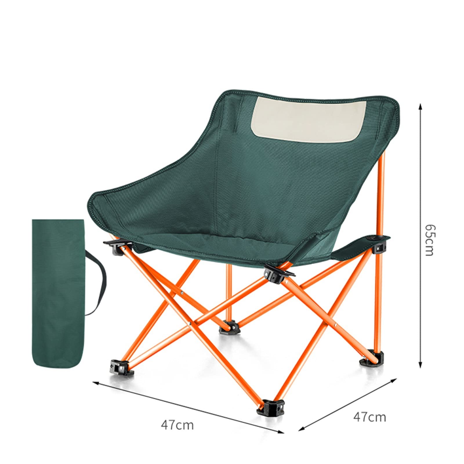 Tragbarer, faltbarer Campingstuhl mit bequemer Rückenlehne, Outdoor-Loungehocker, leichter Gartensitz (Farbe: A, Größe: L 47 x B 47 x H 65)