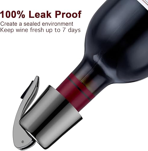 Miniatura 3 de Tapones de vino para botellas de vino con tapón de botella de vino al vacío de acero inoxidable con corchos de vino reutilizables de silicona, a