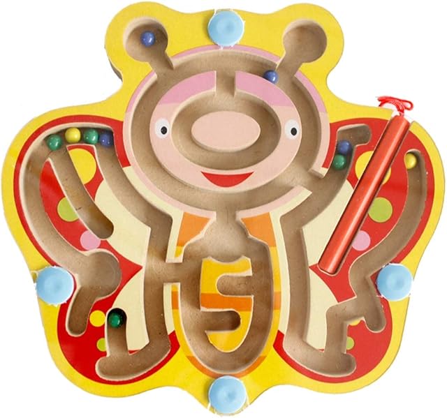 Gobus Wooden Beads Maze Butterfly Pen Driving Maze Puzzle Educational Board Game Interactive Maze Toys for Children (Butterfly)
