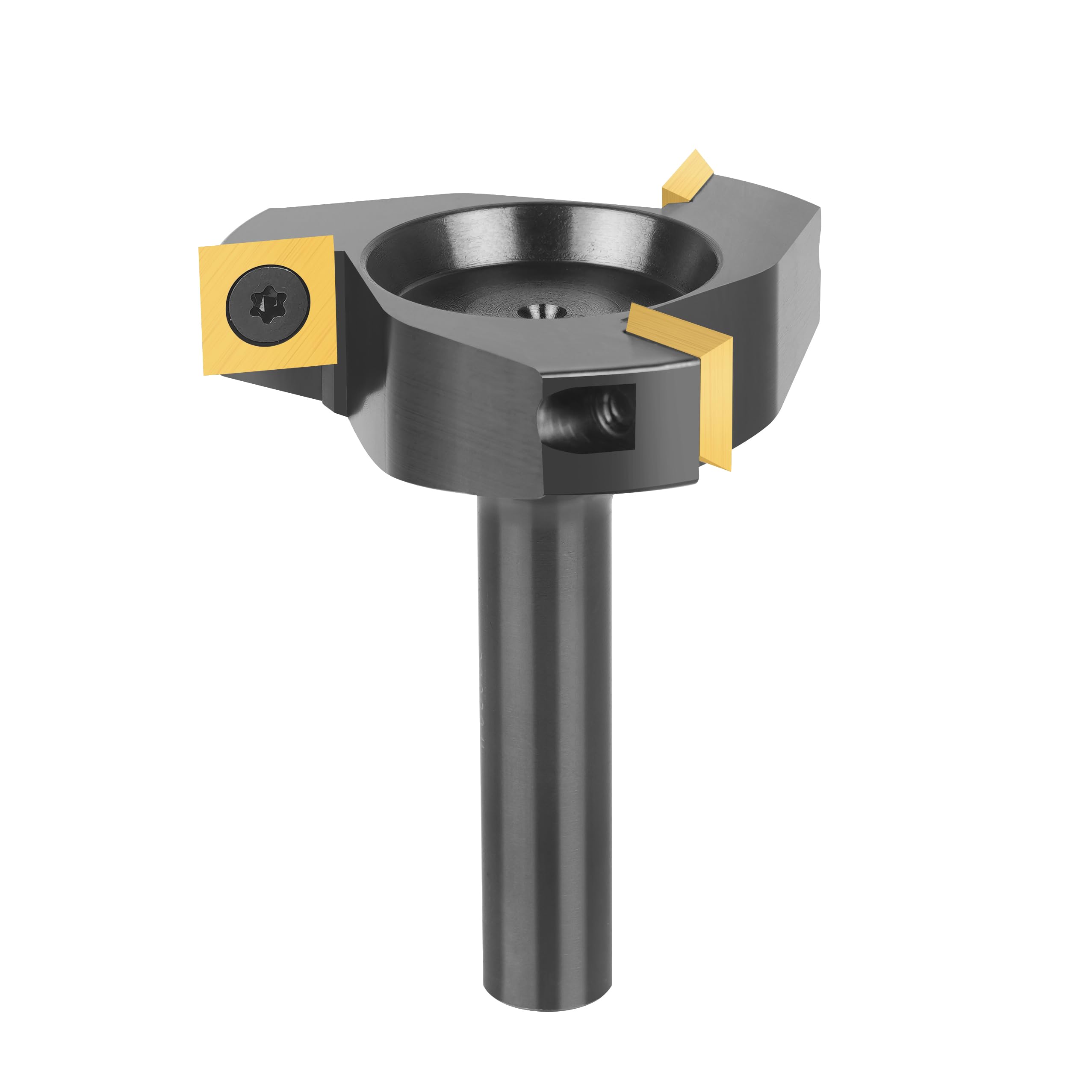 SpeTool Fresa per Spianare Legno - Diametro Gambo 12mm, Taglio 60mm - 3 Inserti in Carburo di Tungsteno - Fresatrice Verticale CNC con Rivestimento ATS