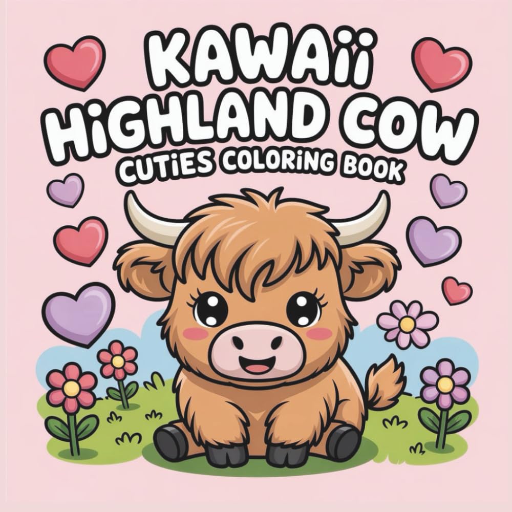 Kawaii Highland Cow Cuties Coloring Book: 50 Adorable Chibi Style Cows to Color for Kids, Teens & Cow Lovers