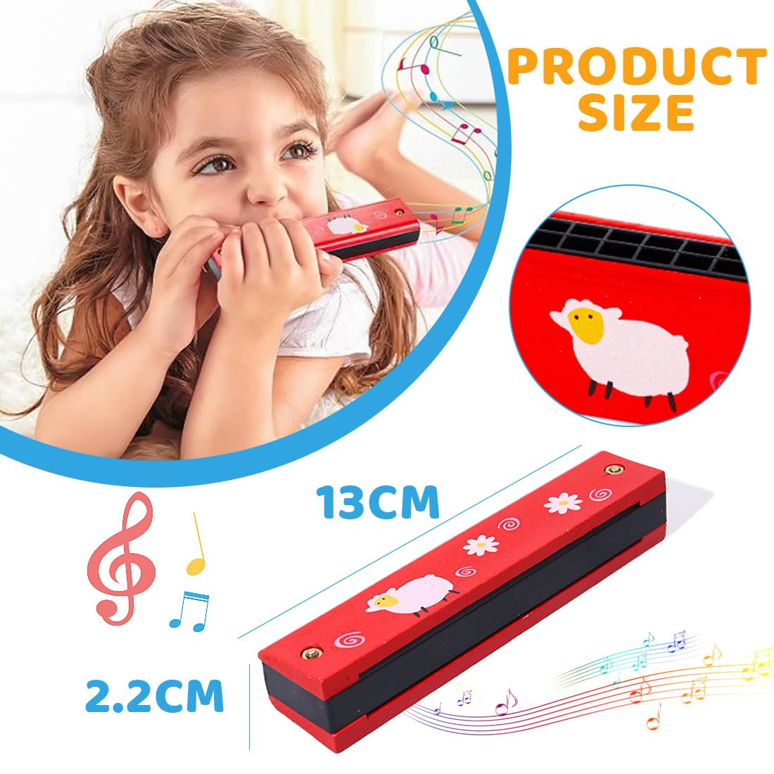 2pcs Harmonica Débutant, Harmonica de Bande Dessinée pour Enfants, pour Débutants,Enfants,Étudiants,Adultes,Joueurs Professionnels,16 Trous