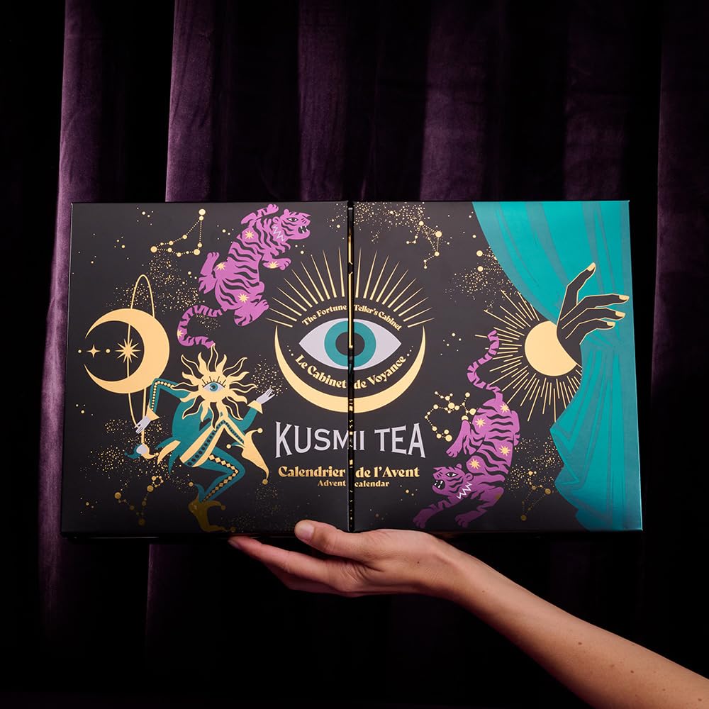 Kusmi Tea – Bio-Adventskalender 2026 – 24 Überraschungen – Schwarztee, Grüntee, Weißtee, Kräutertees und Vieles Mehr – Geschenkidee für Damen und Herren – Teebeutel, Miniaturen und Zubehör