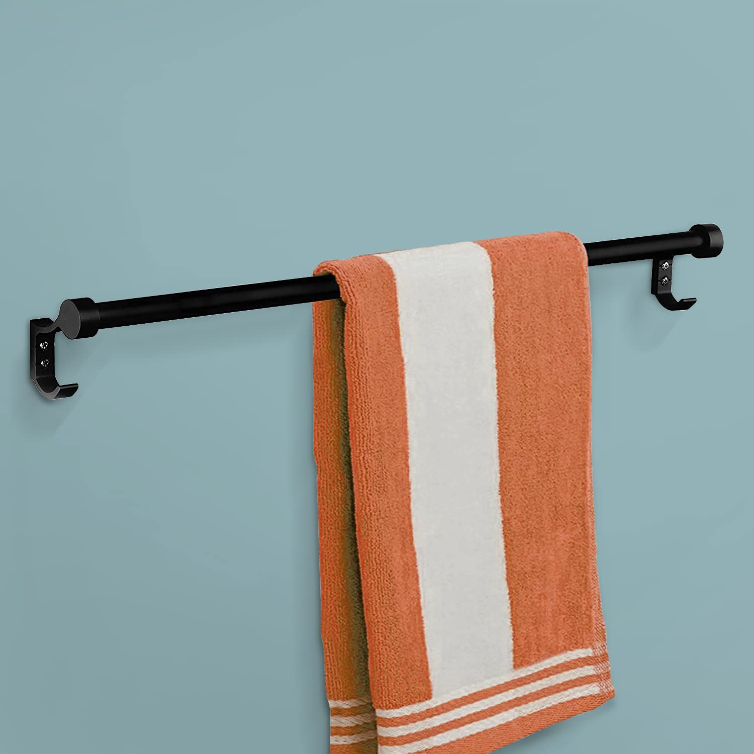 Primax Aluminium Towel Holder Rod/Hanger/Stand/Rack with Side Hooks for Bathroom & Kitchen – Bathroom/Kitchen Accessories (24 Inch-Black) (B0BQZ6X8P7) Amazon Price History, Amazon Price Tracker