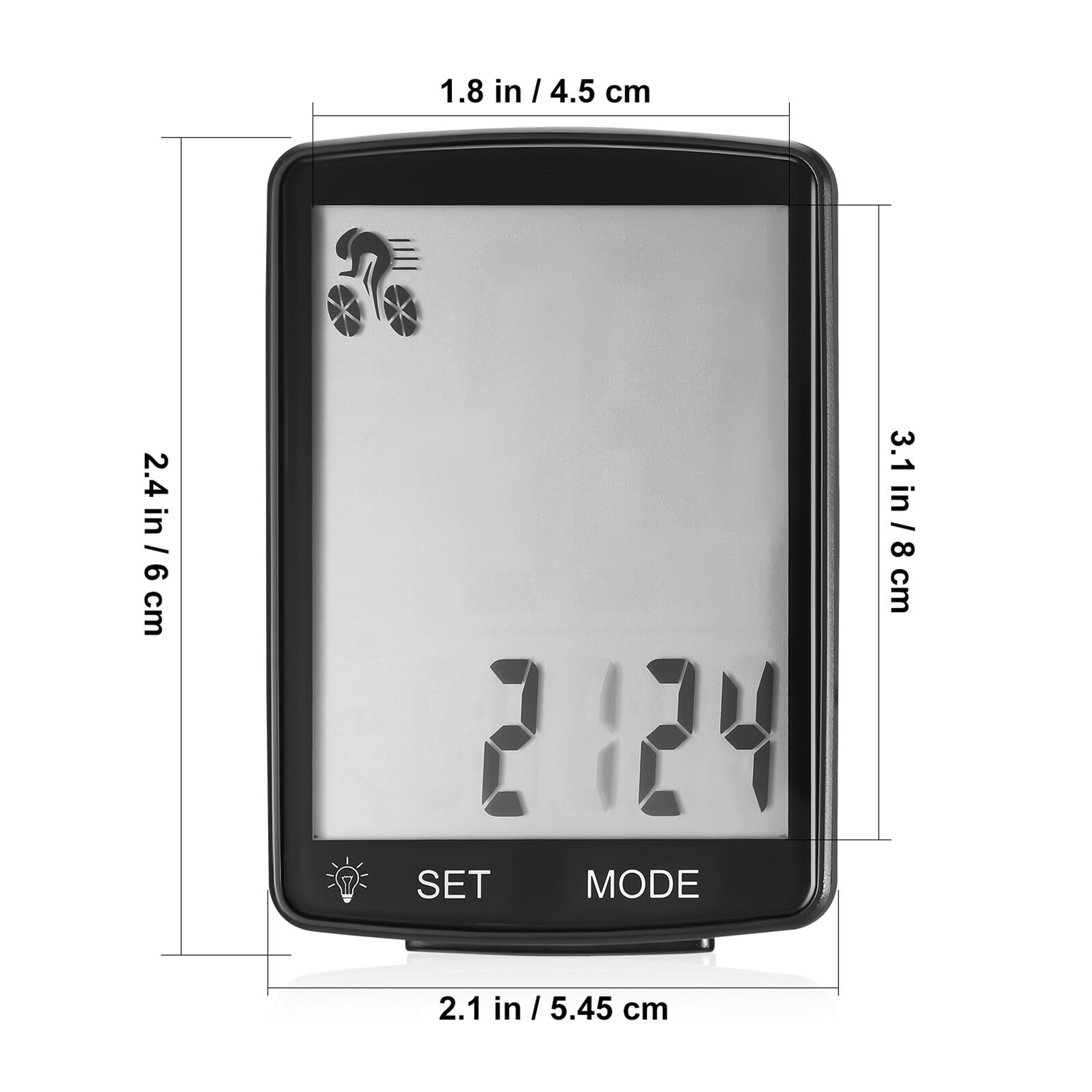 Housoutil Contachilometri per Bicicletta Wireless Compatto e Leggero in ABS e Pmma con Display LCD per Uso Ciclistico Nero