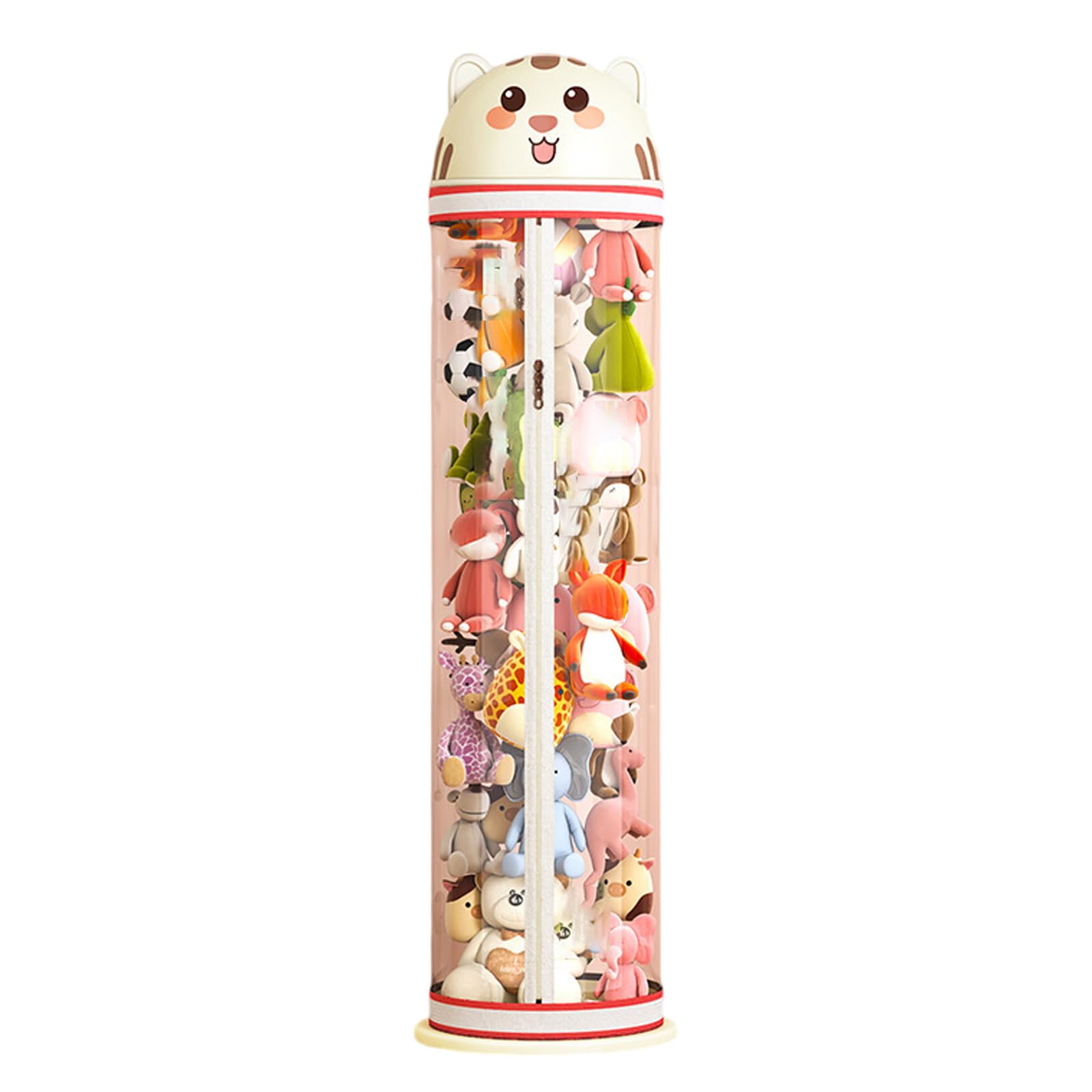 BCJMKDX Toy storage, Stuffed Animal Storage Tube With Zippers,Transparent(Beige Without Wheels,130cm)